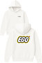 Egolu Design Printed Oversized White Hooded Sweatshirt
