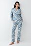 Women's turquoise shirt pajama set, 48% cotton 48% modal 4% elastane - 2