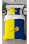 Canary Yellow Navy Blue Patterned Printed Special Design Single Style Children's Duvet Cover Set Without Sheets