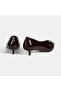 Women's Burgundy Crocodile Printed Leather Heeled Shoes - 8