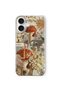 iPhone 16 Compatible Mushroom Garden Patterned Transparent Phone Case