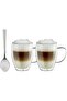 Double Wall Glass Tea & Coffee Cups with Handle, 350 ml, Set of 2
