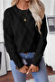 Women's Black Knitwear Sweater Round Neck Long Sleeve Knitted Patterned Modern Winter - 2