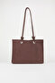 Women's Bitter Brown Bouquet 3-Compartment Suede Medium Size Lined Snap Closure Hand and Shoulder Bag - 2
