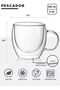 Double Wall Glass Tea Coffee Cups with Handle, Insulated Mugs, 250 ml, Set of 4 - 2