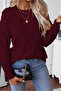 Women's Burgundy Knitwear Sweater Round Neck Long Sleeve Knitted Patterned Modern Winter - 2