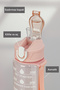 Pink Transparent Motivational Water Bottle 900 ml Leak-Proof, Suitable for Sports, School, Office and Daily Use - 3