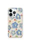 iPhone 14 Pro Compatible Blue Oil Painting Floral Pattern Transparent Phone Case