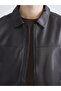 Brown Standard Fit Men's Leather Look Coat - 3