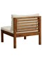 Sectional Middle Sofa with Cream White Cushion Acacia Wood - 2