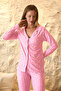 Pinstripe Shirt Collar Suede Pajama Set - 2