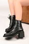 Lace-Up Zippered Thermo Sole Genuine Leather Heeled Boots 336-1233 Women's Boots - 2