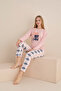 Women's Smile Printed Single Jersey Long Sleeve Pajama Set