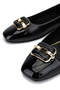 Women's Genuine Leather Black Ballerina Shoes - 4
