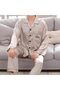 Men Pyjamas Set Nightwear Two-Pieces Velvet Sleepwear Shirt Pants MG16 -Gold - 2