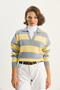 Women's Gray Yellow Striped Polo Collar Knitwear Sweater Tk251122 60283700 - 2