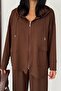 Women's Asymmetrical Cut Hooded Pocket Detailed Comfortable Modal Set - 3
