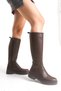 Women's Coffee-Colored Flat-Heeled Knee-High Boots |   Comfortable and Stylish Casual Boots with Zipper - 3