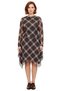 Women's Asymmetrical Cut Knitted Tulle Plaid Pattern Midi Length Long Sleeve Dress Offers Everyday Elegance - 3