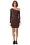 Women's Bodycon Asymmetrical Neckline Long Sleeve Corded Fabric Knitted Mini Dress Day Night Event Style Quality - 3
