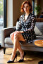 Women's Chiffon Double-Breasted Geometric Patterned Tie Detail Balloon Sleeve Lined Mini Dress Quality - 2
