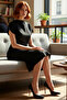 Women's A-Line Low-Cut Short Sleeve Midi Length Solid Pattern Degaje Collar Gathered Woven Dress Modern Elegance - 2