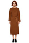 Custom Knitwear Ribbed Belted Maxi Dress for Women Plain Pattern Long Drop Sleeve Winter Chic - 3