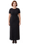 Women's Bodycon Stretchy Knitted Maxi Dress Black Solid Crew Neck Short Sleeve Spring Autumn - 3