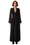 Women's Black Chiffon Woven Maxi Dress Ruched Detail V-Neck Lined Skater Fit Winter Elegance - 3