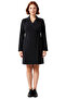 Women's Black Solid Pattern Woven Jacket Lapel Mini Length Plus Size Stylish and Modern Office Work Wear - 3