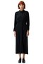 Women's Plain Woven Shirt Collar Long Raglan Sleeve Maxi Dress Combines Comfort and Elegance - 3