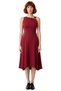 Women's Burgundy Skater Cut Midi Dress with Accessory Detail Stylish and Comfortable Woven Design High Quality - 3