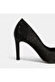 Women's Black Stone Pointed Toe Heeled Evening Dress Shoes - 6