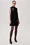 Shirt Collar Accessory Embroidered Sleeveless Regular Mini Black Dress - 2