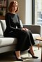 Women's Bodycon Maxi Dress Long Sleeve Boat Neck Low Back Seersucker Textured Winter Chic - 2