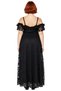 Women's Black Lace A-Line Maxi Evening Dress Carmen Collar Low Sleeve Special Occasion Elegance. Good Quality - 4