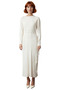 Women's Stylish Pearl Detailed Belted Maxi Length Knitwear Dress Winter Ribbed Textured Acrylic - 3