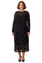 Women's Black Floral A-Line Maxi Length Tulle Dress Long Sleeve Crew Neck Stylish Plus Size Style - 3