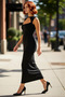 Women's Bodycon Cut Sleeveless Maxi Dress Stylish Cut Out Detailed Knitted Sandy Textured Design Quality