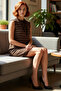 Women's Brown Textured Shift Mold Sleeveless Mini Knitwear Dress Ideal for Winter and Fall Elegance - 2