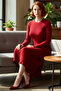 Acrylic Knitwear Midi Dress for Women Crew Neck Long Sleeve Solid Pattern Casual Stylish Design - 2