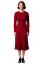 Acrylic Knitwear Midi Dress for Women Crew Neck Long Sleeve Solid Pattern Casual Stylish Design - 3