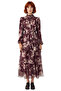 Women's Hijab Chiffon Woven Floral Patterned Mock Neck Lined Balloon Sleeve Maxi Dress for All Seasons - 3
