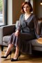 Women's A-Line Maxi Length Shawl Patterned V-Neck Balloon Sleeve Chiffon Woven Casual Dress Model High Quality - 2