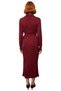 Women's Polo Neck Long Sleeve Knitwear Maxi Dress Acrylic Fabric Belted Shift Molded Plain Design - 4