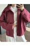 Suede Zip-Up Low Shoulder Bomber Jacket - 3