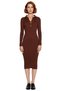 Midi Length Long Sleeve Bodycon Knitwear Dress for Women Polo Neck F Corded Fabric Design Provides Elegance. - 3