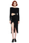 Women's Burgundy Bodycon Cut Long Sleeve Cut Out Detailed Stylish Maxi Dress Night Graduation Invitations - 3