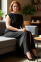 Women's Plus Size Sleeveless Slit Maxi Woven Evening Dress Stylish Design for Special Occasions Quality - 2