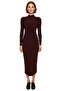 Women's Mock Neck Bodycon Cutout Maxi Dress Polyester Blend Knitted Long Sleeve Winter Elegant Design - 2